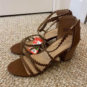 Brown strappy heels